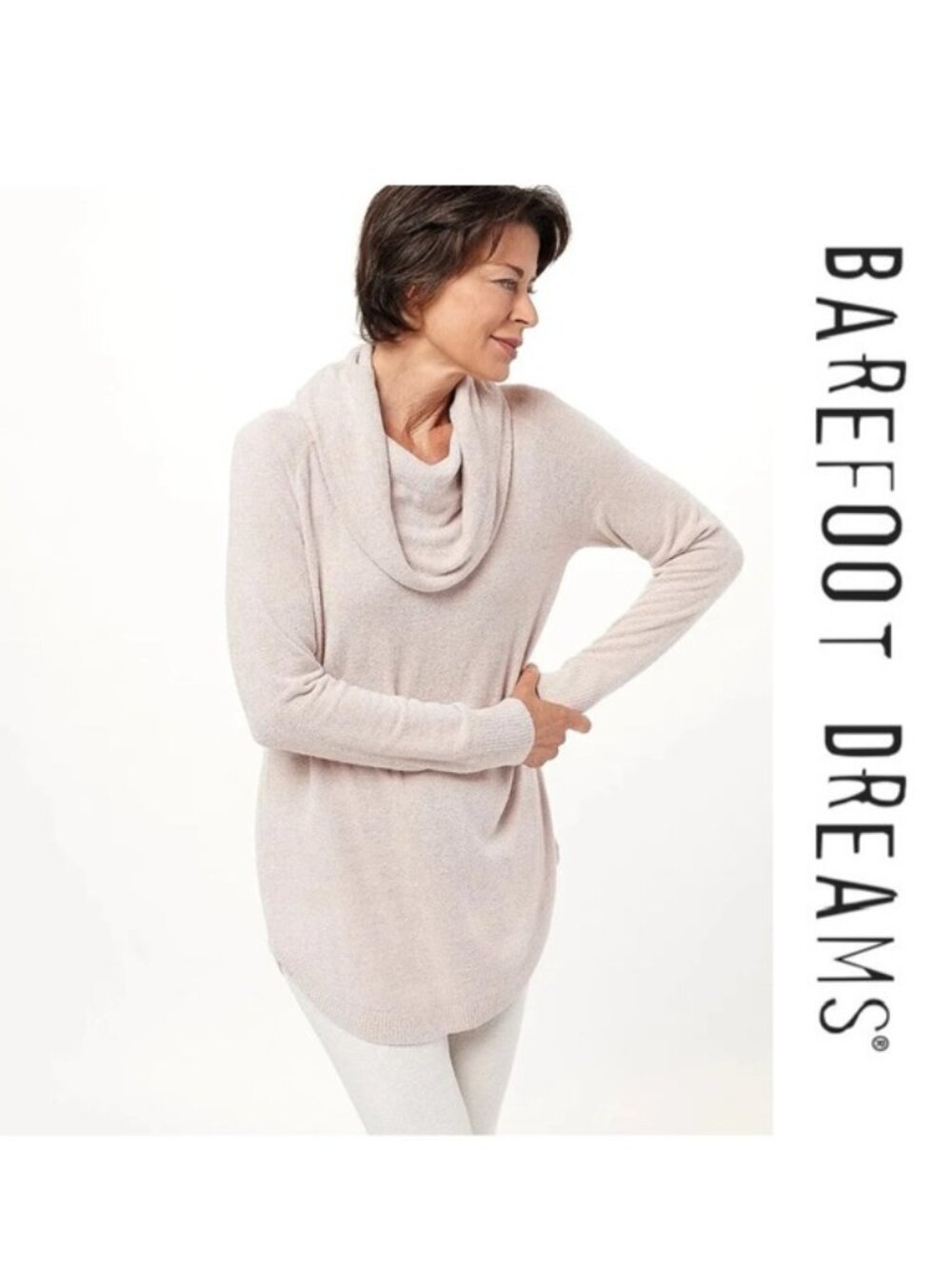 Barefoot Dreams | Cream CozyChic Coastal Cowl Neck Tunic | Size Small
